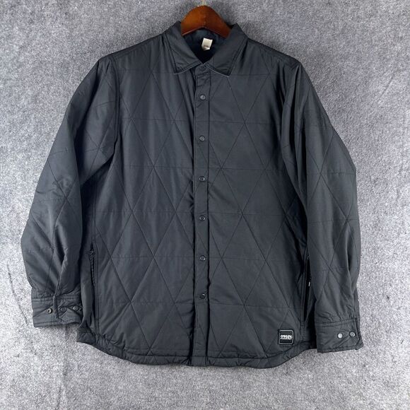 OAKLEY Factory Pilot Jacket Mens Medium Black Gray Reversible Quilted Snap Butto - Picture 1 of 16